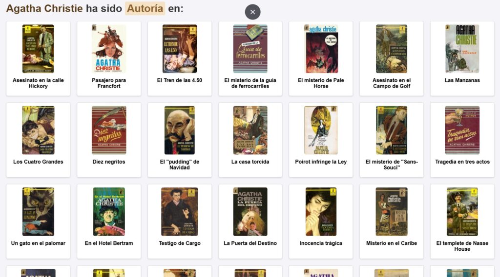 Ficha con las obras enlazadas de Agatha Christie