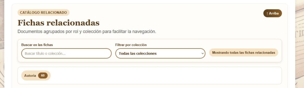 Fichas relacionadas y buscador
