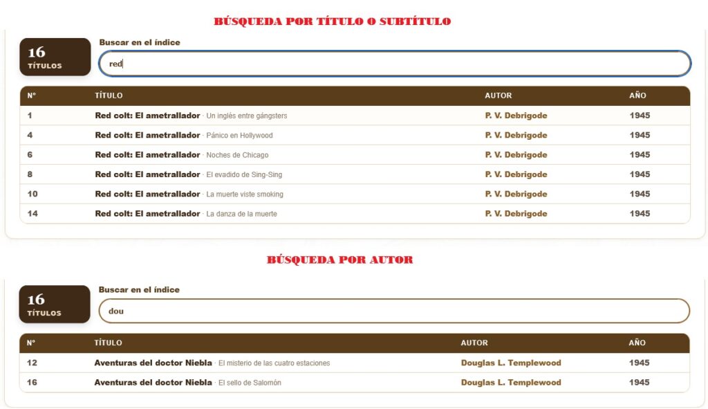 Uso del buscador para realizar filtrados de metadatos.