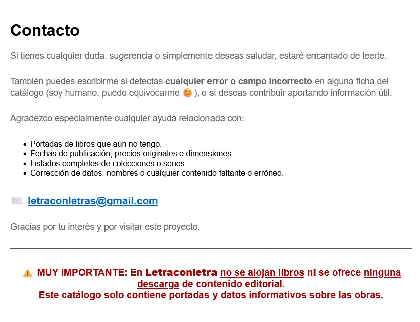 Versión anterior de la página de contacto