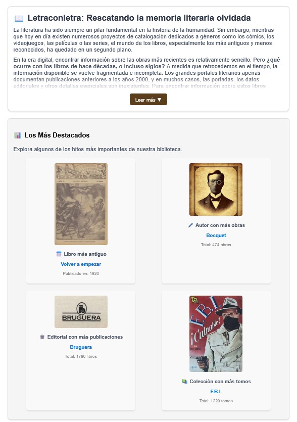 Introducción y sección con lo más destacado.