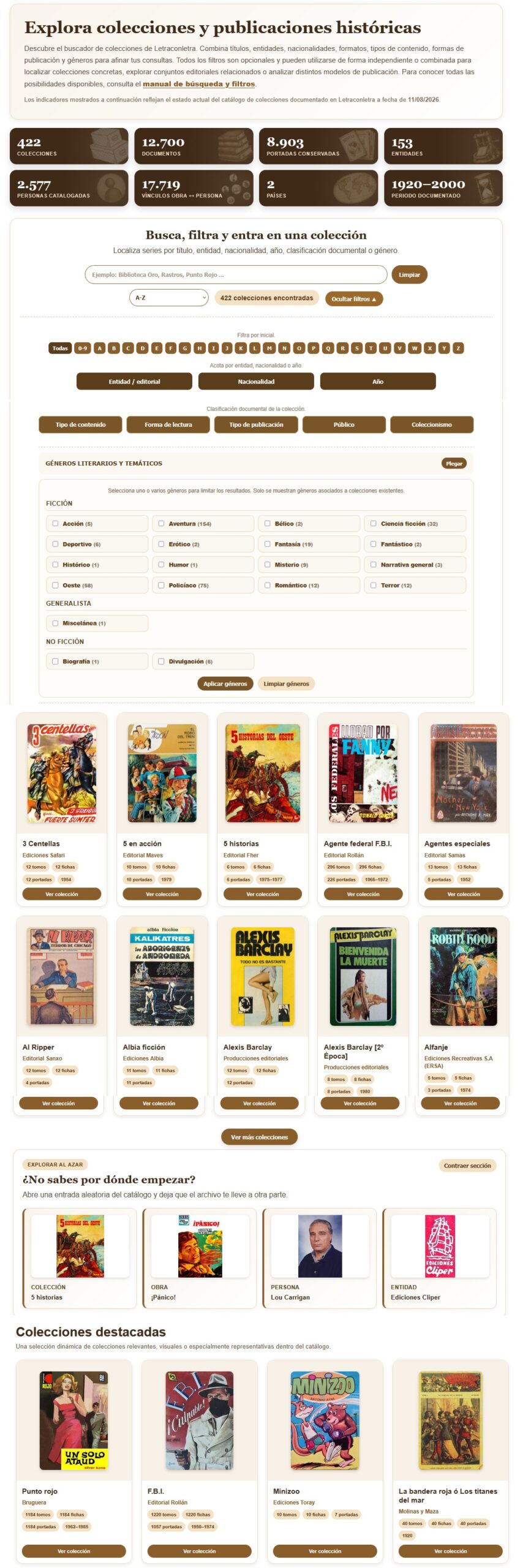 Nuevo buscador de colecciones con filtros y exploración mejorada