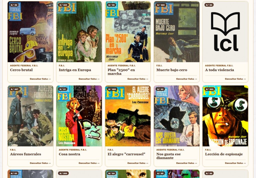Fichas de los libros indexados en un año concreto.
